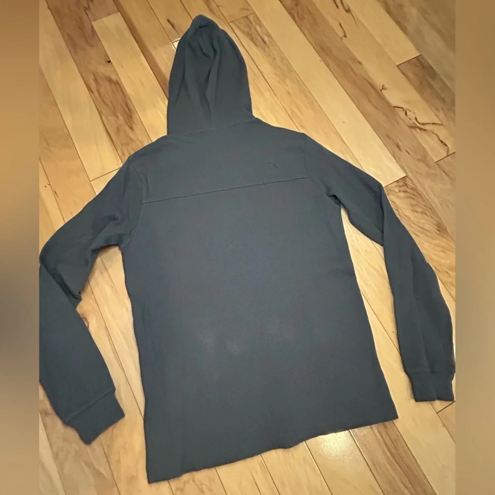 The North Face Waffle Knit Thermal Hoodie Mens Small Olive Green Pullover Pocket